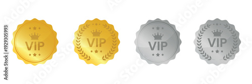 Set of VIP Badge collection. VIP Icon Set Trendy Style gold symbol.