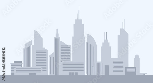 City Skyline Silhouette Modern Skyscrapers Urban Landscape.