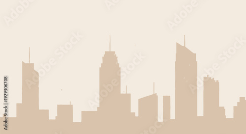 City Skyline Silhouette Modern Skyscrapers Urban Landscape.
