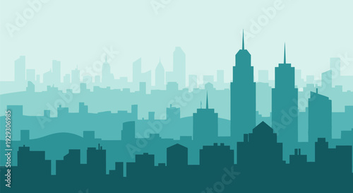 City Skyline Silhouette Skyscrapers Urban Landscape.