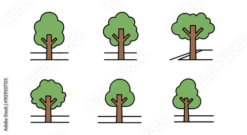 Roadside tree Line abstract bold color illustration