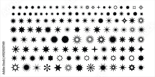 Collection of various starburst shapes and symbols