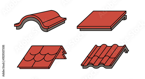 Roof Tile Line art modern bright color illustration