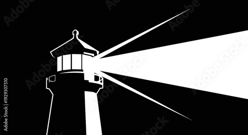 Lighthouse beam light tower silhouette