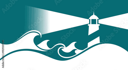 lighthouse beam sea waves