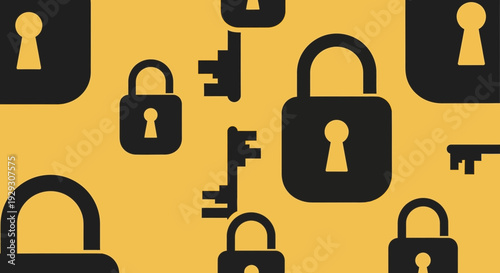 locks and keys on yellow background