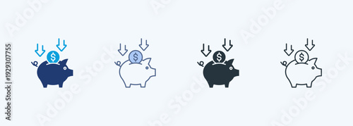 Piggy Bank Multiple Style Icon Collection