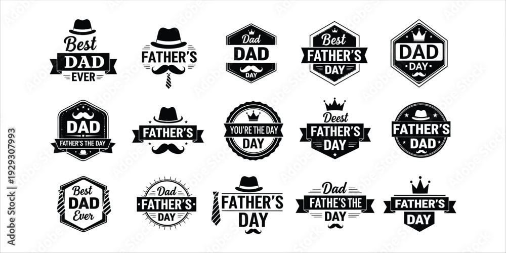 Obraz premium Collection of father's day logos and badges