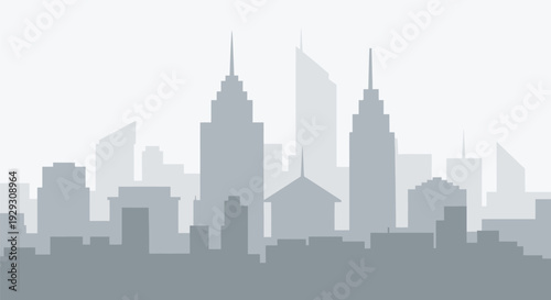 City Skyline Silhouette with Tall Buildings.
