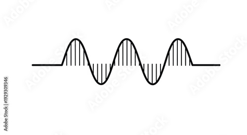Abstract representation of a sound wave amplitude modulation signal visualized on a white background