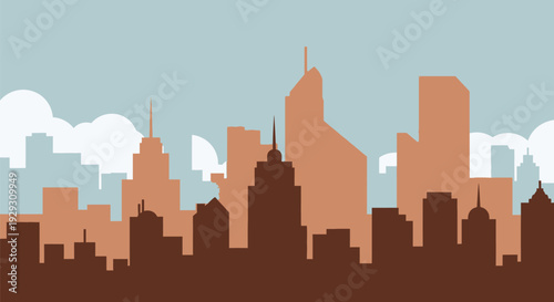 City Skyline with Modern Buildings and Skyscrapers.