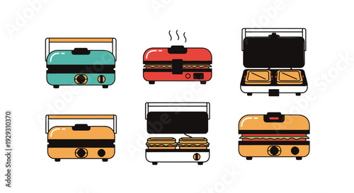 Sandwich Maker Line soft tone color illustration