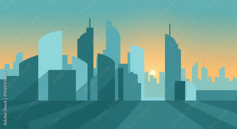 Obraz premium City Skyline with Modern Skyscrapers Illustration.