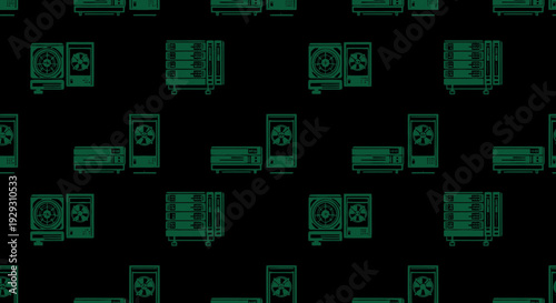 green electronic devices on black background