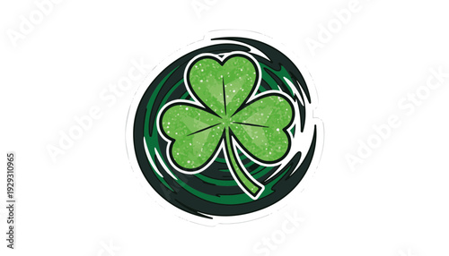 Glittering Emerald Shamrock Clover Spinning Concept for Saint Patricks Day Luck and Irish Heritage Celebration