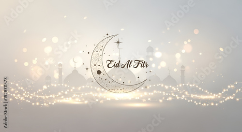 Ramadan Eid celebration vector crescent moon mosque light sparkle islamic festival greeting background for mubarak wishes spiritual culture faith prayer tradition elegant design