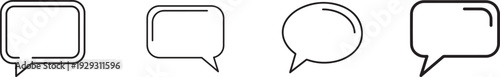 Set of Speech Bubble Line Icons, Chat and Communication Symbol Outlines - stock vector.