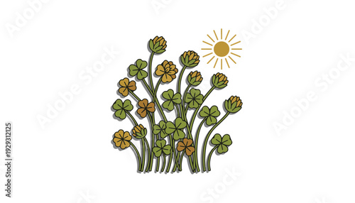 Wild Clover Field Waving in Sunlight for Spring Equinox Landscape and Sustainable Agriculture Biodiversity Concept