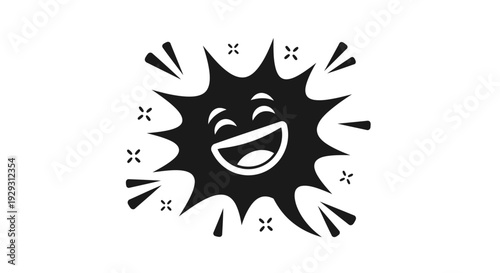 Smiling face with sharp black spikes.