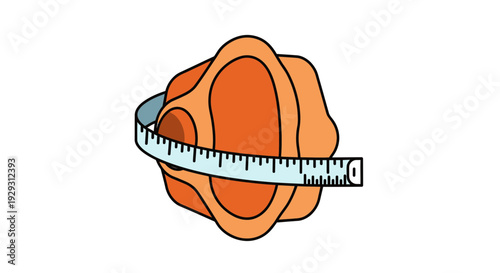 Measuring tape wrapped around orange abstract shape