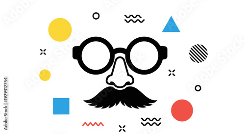 Memphis Style Face with Glasses.