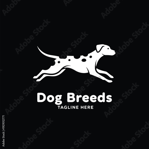 Dynamic Spotted Canine Leaping in Motion - Minimalist Vector Logo Illustration
