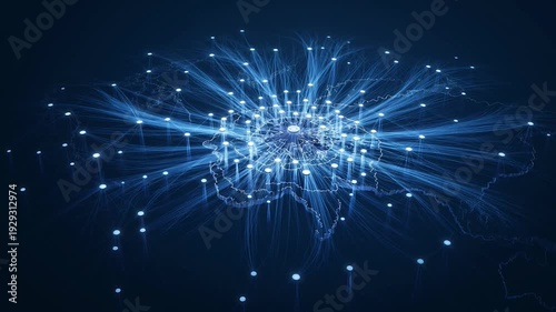 Global network of interconnected nodes and data points across continents
