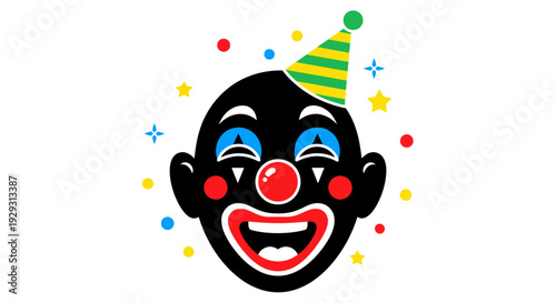 Black Clown Face with Red Nose.