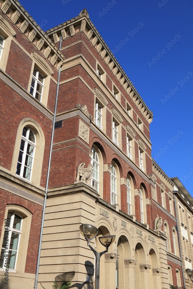 Fototapeta premium Duisburg city in Germany. District Court building (German: Landgericht and Amtsgericht).