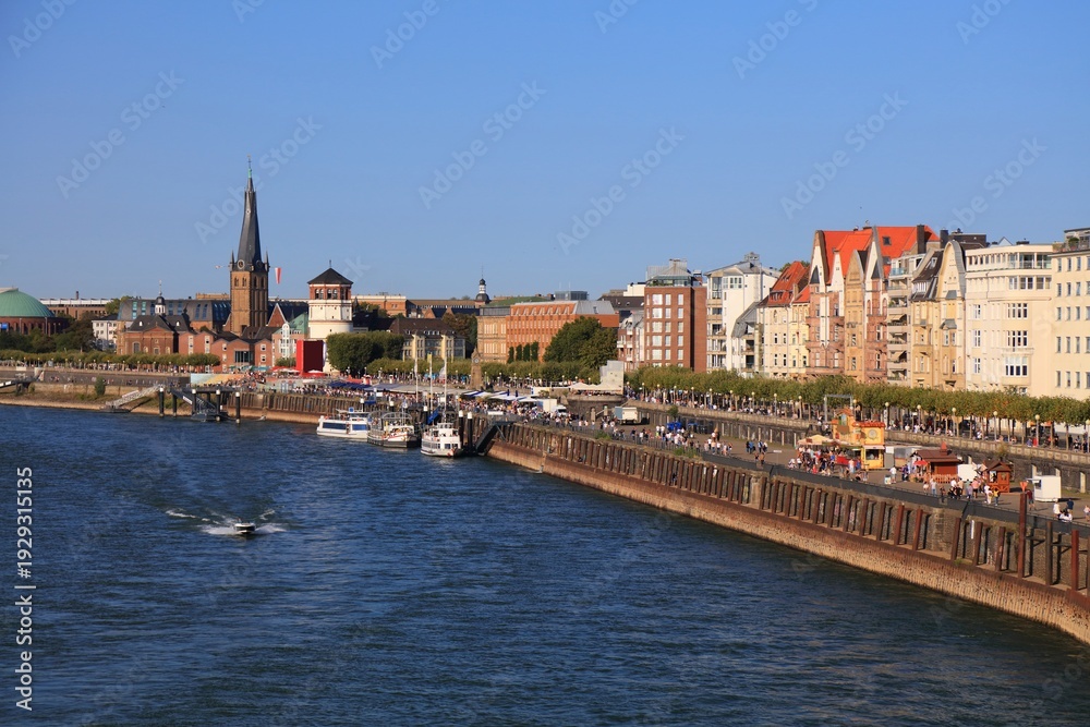 Fototapeta premium Dusseldorf city skyline, Germany. City seen from River Rhine.