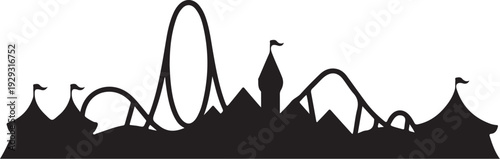 Black silhouette of an amusement park roller coaster