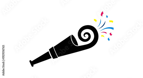 Black Party Horn with Colorful Confetti.