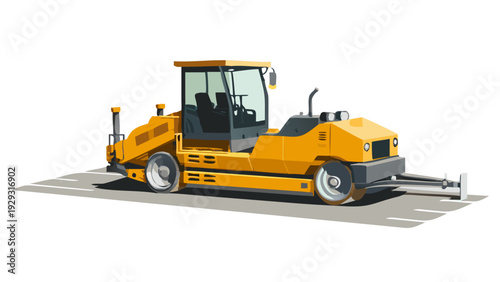 Road Roller Asphalt Compactor Construction Machinery Illustration