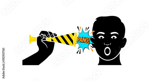 Man holding party popper toy.