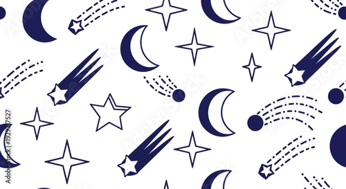night sky pattern with stars and moons