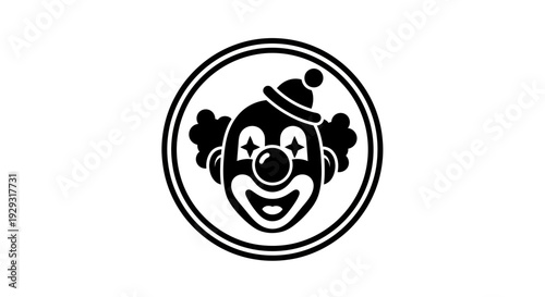 Clown face in a circle.