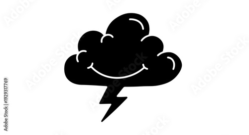 Smiling Cloud Weather Icon Symbol.