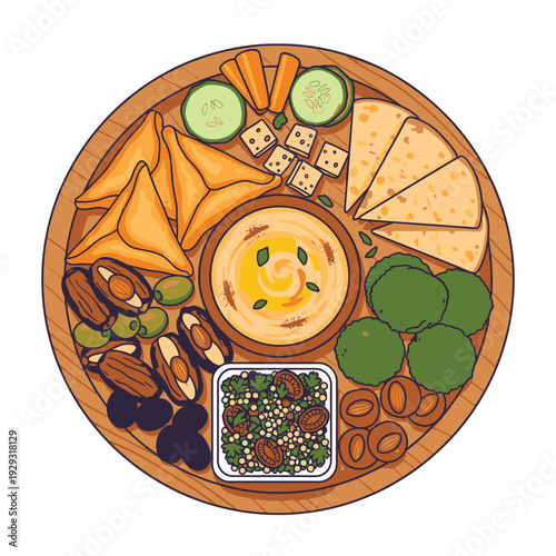 Assorted Appetizers and Dips on Platter.