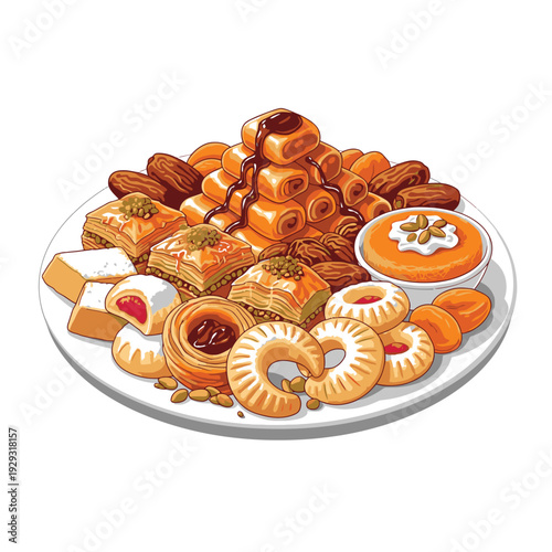 Assorted Middle Eastern Sweets on Plate.