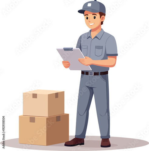 Logistics Operations Manager With Package Flat Vector Art