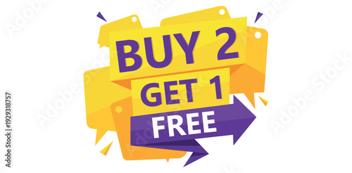Buy 2 Get 1 Free sale banner advertising coupon discount offer promotion retail special event graphics 120
