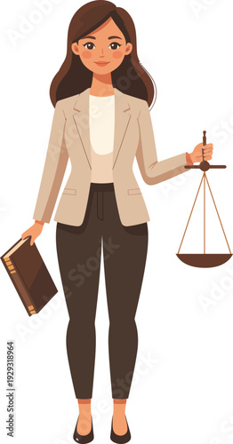 Legal Consultant With Scales of Justice Flat Vector Illustration