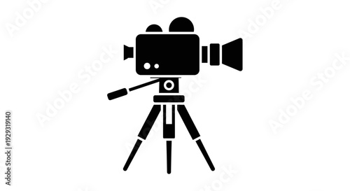 Camera on Tripod Simple Icon.