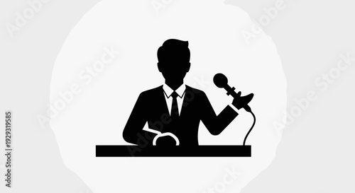 Man Speaking into Microphone Silhouette.