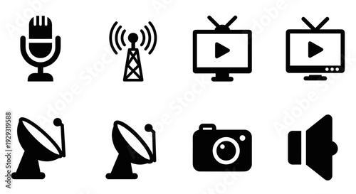 Media and Communication Icons Set.
