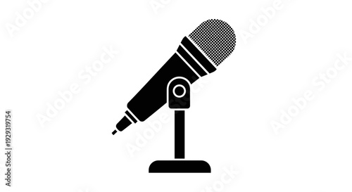 Microphone on Stand Icon Graphic.