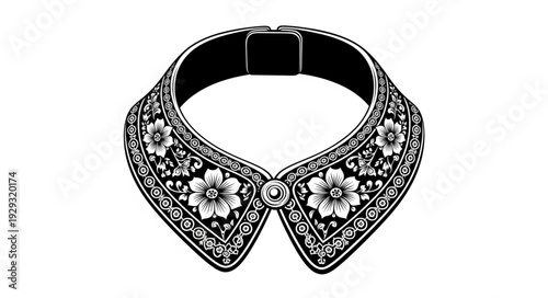 Exquisite vintage collar with floral embroidery, a timeless fashion accessory.
