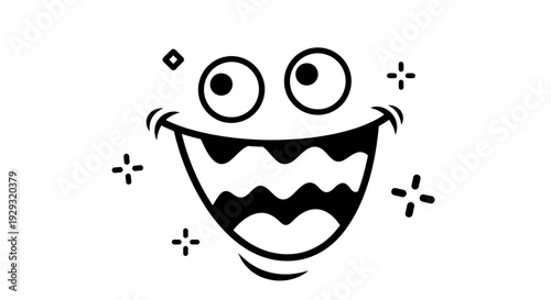 Smiling face with wide open mouth.