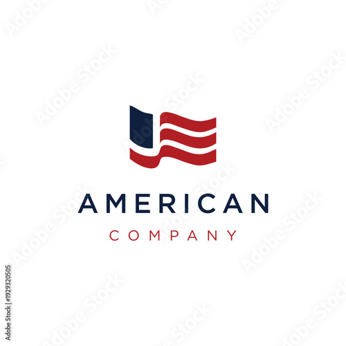 Simple american flag abstract logo template design.