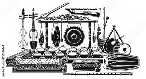 Traditional musical instruments ensemble, a collection of diverse cultural sounds.